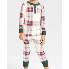 Kids' Size 4 Plaid 2pc Pajama Set Green/Red/Cream - Hearth  Hand with Magnolia