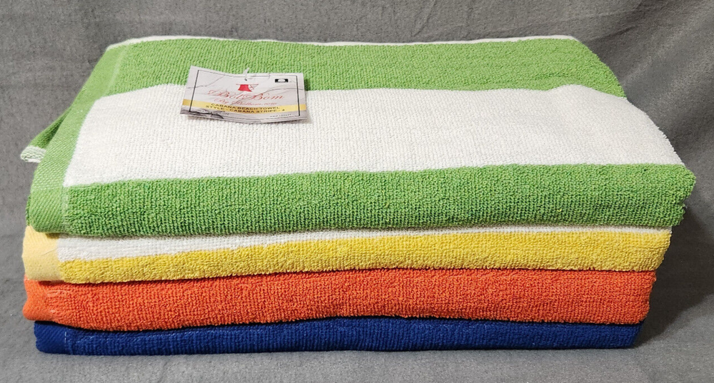 Cabana Beach Towels 4-Pack Striped 30x60 Premium 100% Cotton