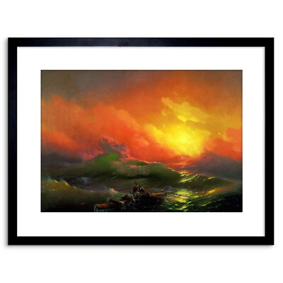 Gemälde Meereslandschaft Studie maritim Aivazovsky Neunte Welle gerahmter Druck 9x7 Zoll