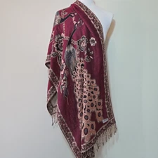 Pashmina Floral Peacock Scarf Wrap Elegant Regency Classy Old Money Floral