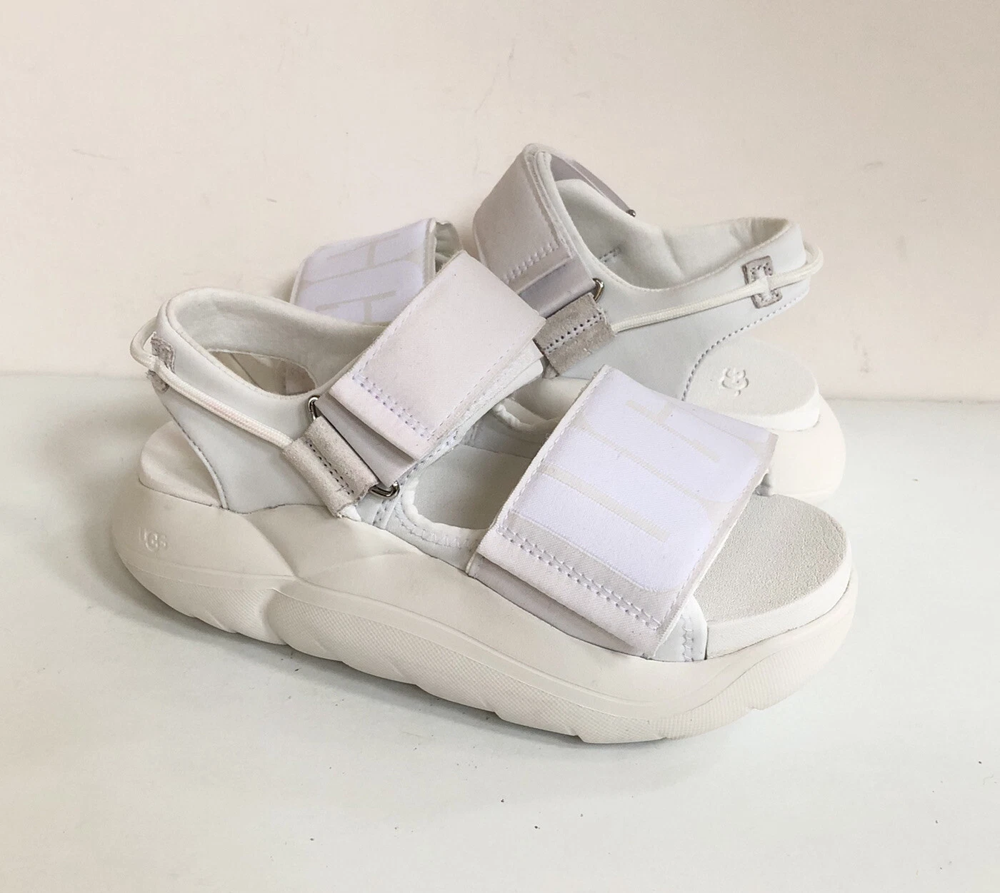 SANDALI PLATEAU BIANCO UGG LA CLOUD CINTURINO US 11 EU 42 REGNO UK 9