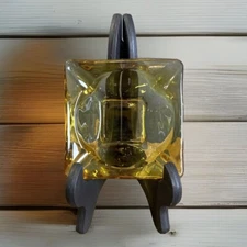 Vintage Square Honey Amber Glass Ashtray 3.5” Retro Mid-Century Modern Art Decor
