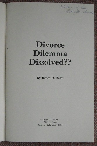 DIVORCE DILEMMA DISSOLVED? ~ Church of Christ ~ James D Bales ~ VG ~ RARE !!! - 第 2/5 張圖片