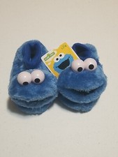 NEW: Sesame Street Cookie Monster Plush 3D Sock Top Slippers: Child Size L7-8