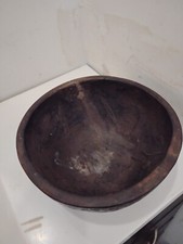 hand carved wood bowl 5 by 11 diameter not signed