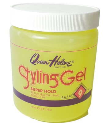 Lot of 2 Queen Helene Hair Styling Gel Super Hold 9 Alcohol-Free 16 Ounce Htf
