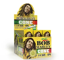Bob Marley Cones - Pre-Rolled Spiral Cones 1 1/4 Size (Display of 33)