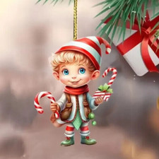 2D Acrylic Christmas Hanging Decoration Christmas Elf  Bag Backpack etc(B26) *