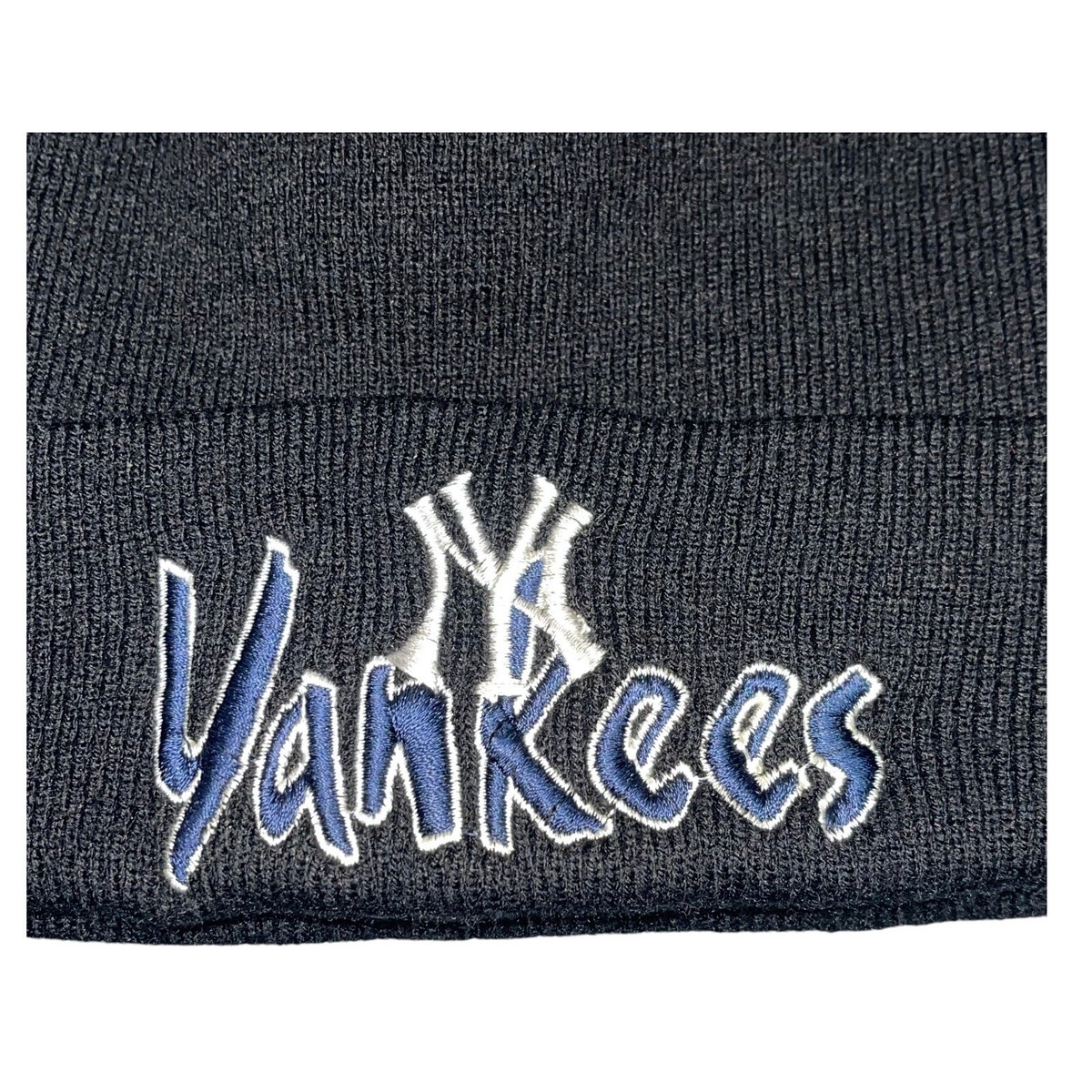 Vintage New York Yankees Knit Beanie Hat One Size Script