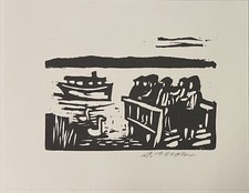 ARNO MOHR - DAMPFERAUSFLUG - Holzschnitt 1985