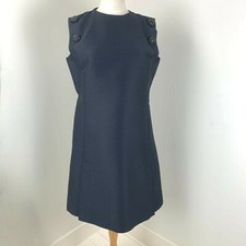 1960 Anne Fogarty Little Black Dress 10 Aline Shift Bling Buttons Sleeveless MOD