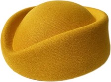 YING LAN Wool Cap Stewardess Pillbox Hat Teardrop Fascinator One Size, Yellow