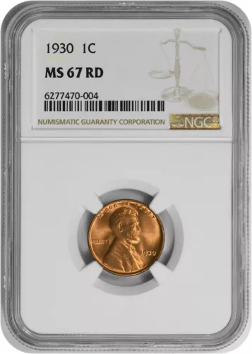 1930 Lincoln Cent MS67RD NGC