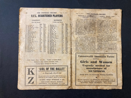 Football Record 1942 ,2nd Semi Final,Essendon vs Richmond - Picture 3 of 3