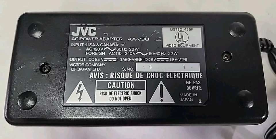 Cargador de batería original OEM JVC AA-V3U para videocámara JVC - ¡Probado! Foto 3 de 4