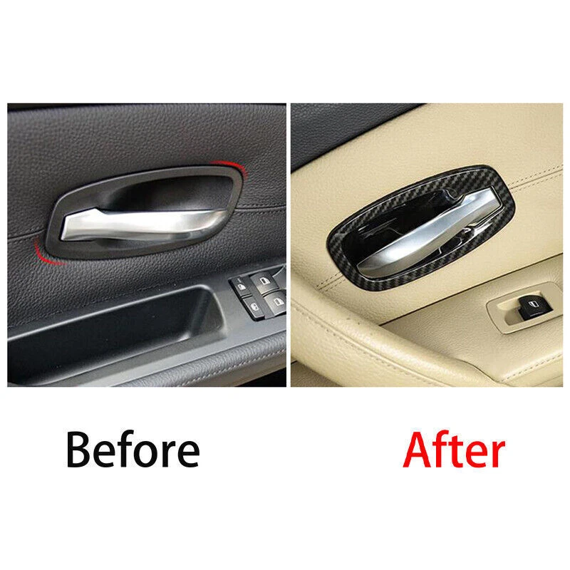 Подходит для BMW 5 серии 2006-2010 из углеродного волокна внутренняя дверная ручка чаша декор отделка - Изображение 3 из 4