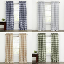 Country Farmhouse Basic Plaid Checkered Window Curtain Panel - Assorted Sizes