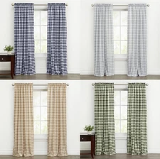 Country Farmhouse Basic Plaid Checkered Window Curtain Panel - Assorted Sizes