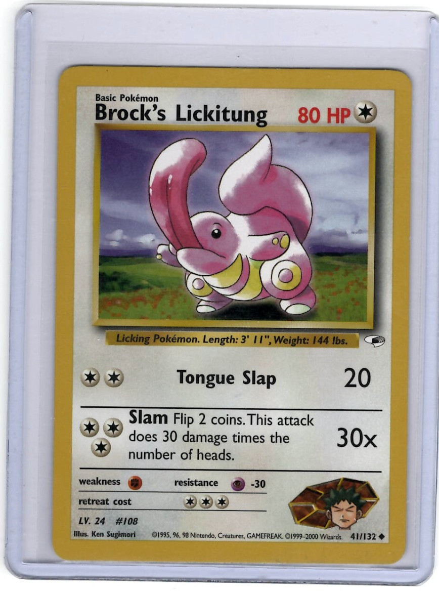 1999 - 1st Edition BROCK’S LICKITUNG Pokemon TCG Gym Heroes 41/132 NM/M