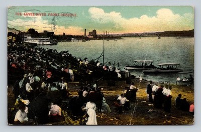 Vintage 1912 The Levee River Front Dubuque Postcard B.B. Co.