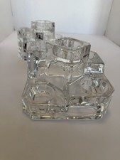 Pair of Clear Glass Multi-Candle Votive/Tea Light Candle Holders