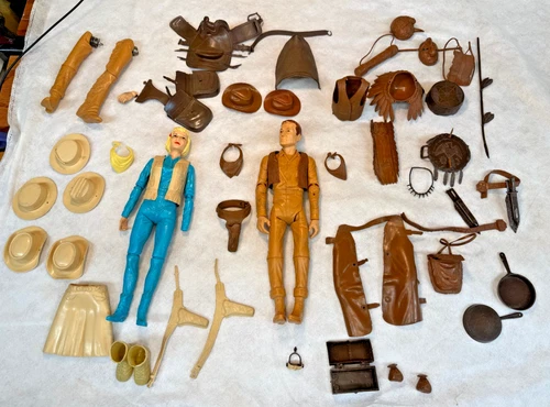 Marx Co. Johnny -Jane West Figures and  Chief Cherokee Accessories