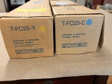 2 Toshiba T-FC25-Y Yellow sealed T-FC25-C Cyan open box Toner OEM