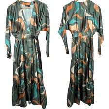 ASOS Design Abstract Long Sleeve Maxi Wrap Dress 4