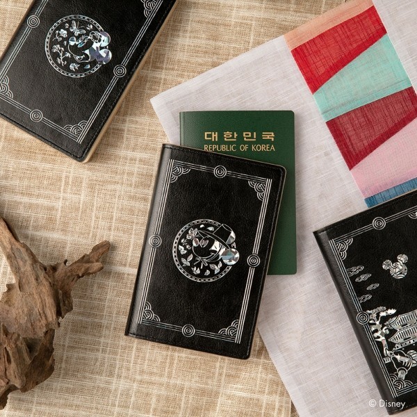 Mickey Minnie Passport Holder Mother of Pearl Korean Heritage Gift