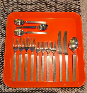 Alessi 'Dry' Stainless Steel Silverware Cutlery 14 pcs Mid Century Modern