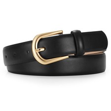 Leather Belt Women Belts for Jean Pants with Gold Buckle Fashion Ladies Waist