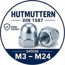 Hutmutter stahl verzinkt DIN 1587  Mutter M3 M4 M5 M6 M8 M10 M12 M14 M20 M24