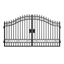 12x8 FT Heavy Duty Steel Dual Swing Driveway Gate| Powder Coated|Basic Style
