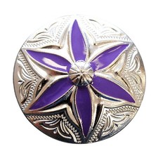 C-TY02 Set Of 2 Screw Back Concho Round Floral Purple Inlay Bling Saddle Hilason
