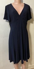 Chaps Navy Dress Pleated Surplice Front L EUC 