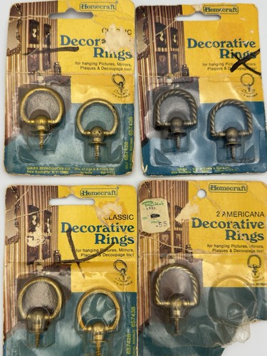 Vintage 1960s Decorative Rings Picture Mirror Hangers Brass USA Pat Pending - Picture 3 of 8