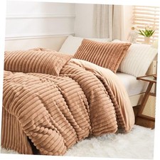 Fluffy Duvet Cover Set King Size Soft King 1 Duvet Cover  2 Pillowcases Khaki