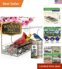 Window Bird Feeder - Clear Acrylic with 6 Suction Cups  Easy Clean