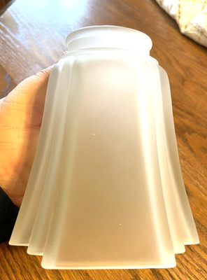 Vintage Retro Art Deco Frosted Glass Light Lamp Shade Ribbed Flared 2  Fitter