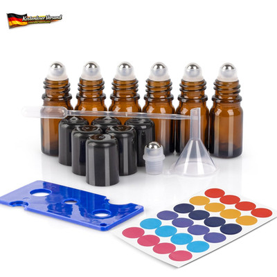 Roll-on Flaschen 5ml Set für ätherische Öle, wiederverwendbar und auslaufsicher