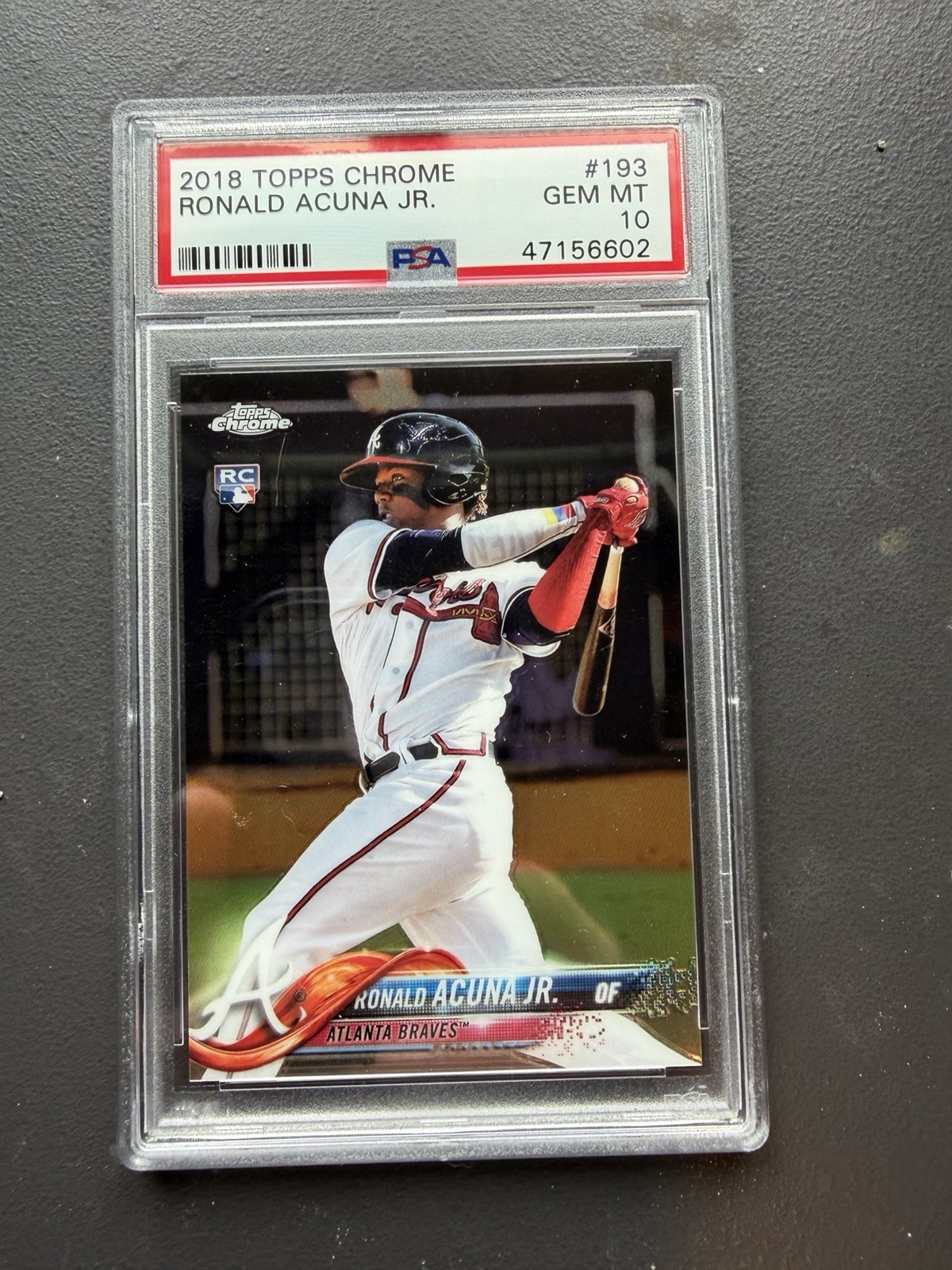 2018 Topps Chrome Ronald Acuña Jr. #193 (RC) PSA10 Gem Mint.