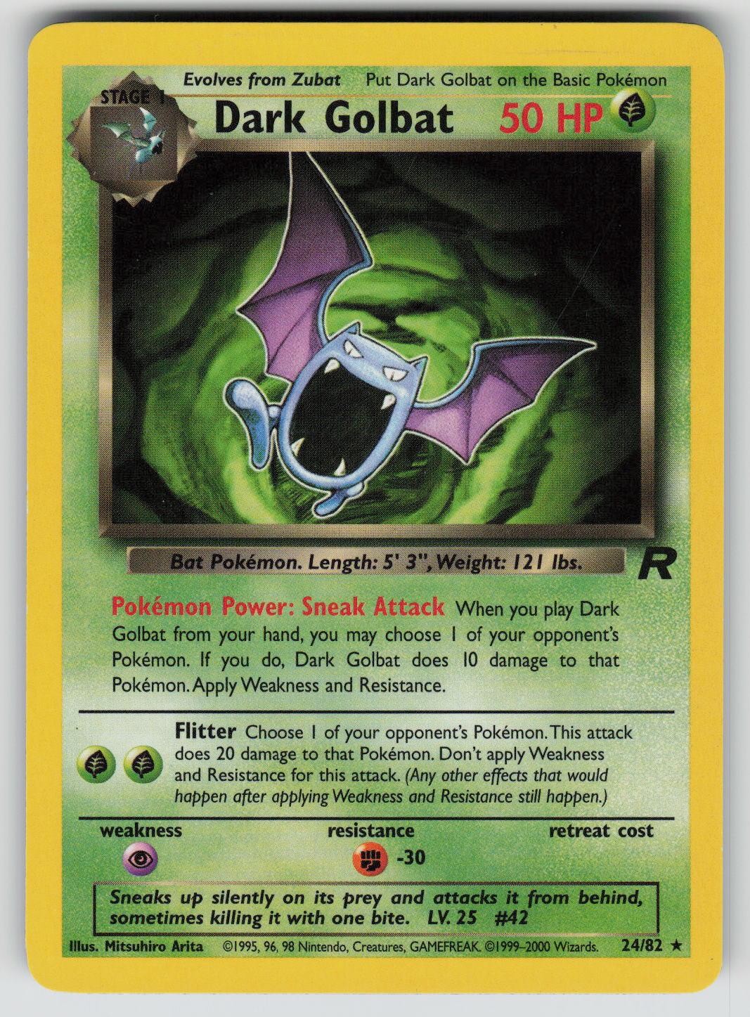 Dark Golbat 24/82 Rare Team Rocket Pokemon Unlimited LP A 1325