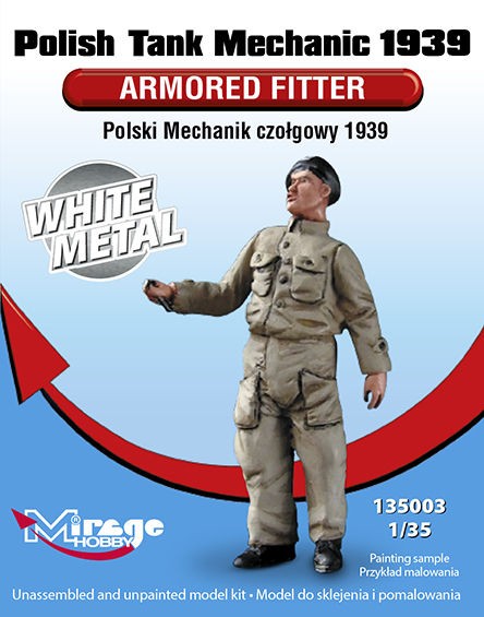Mirage Hobby 135003 - 1:35 Polish Tank Mechanic 1939 Armored Fitter White Metal