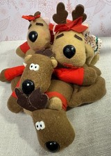 VTG Hallmark Christmas Rodney  Rhonda Reindeer Stuffed Bean Bag Plush Toy Lot 4