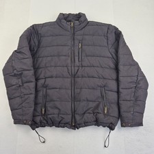 FAT FACE Jacket XL Black Mens Collared Full Zip Logo Cotton Blend Puffer Coat