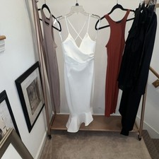 ASOS White Satin Midi Bodycon Strappy  Dress US 4 