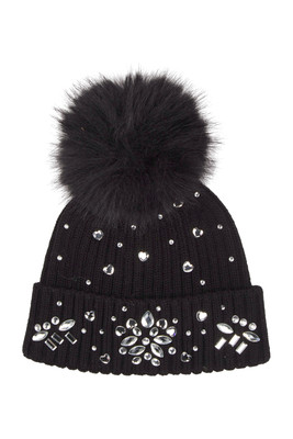 MonnaLisa Wintermütze Steinen Glitzer Gr. EU XS Schwarz Mädchen Neu