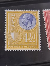 KGV 4.5d Ochre Lavender MALTA Commonwealth Znaczek pocztowy Nieużywany