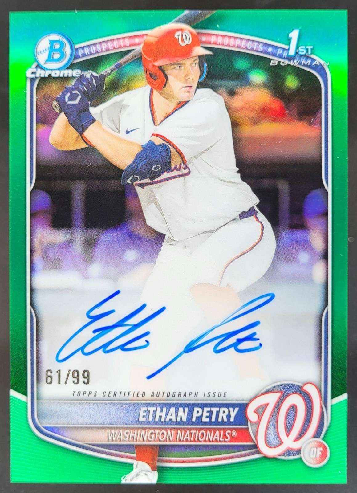 2025 Bowman Draft Ethan Petry Chrome Auto Green Refractor /99 1st Nationals RM5
