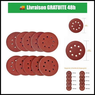Disques à poncer 125 mm 100 pièces SPTA Velcro 40 à 2000 - Photo 1/4